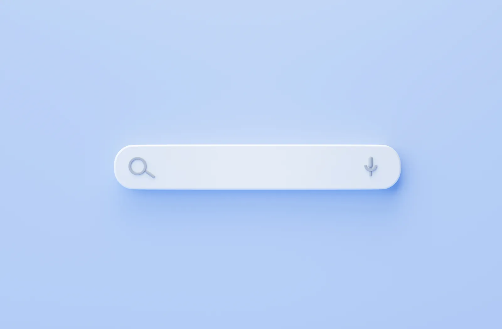 Barra de busca minimalista sobre fundo azul claro
